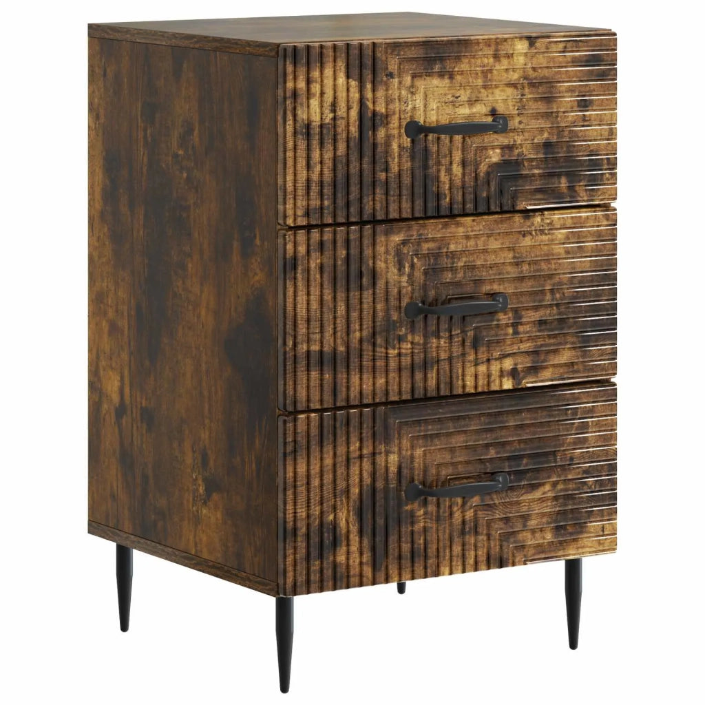 Comodino | Armadio da Notte | Mobiletto da notte con cassetto Rovere Fumo 43 x 41 x 66,5 cm