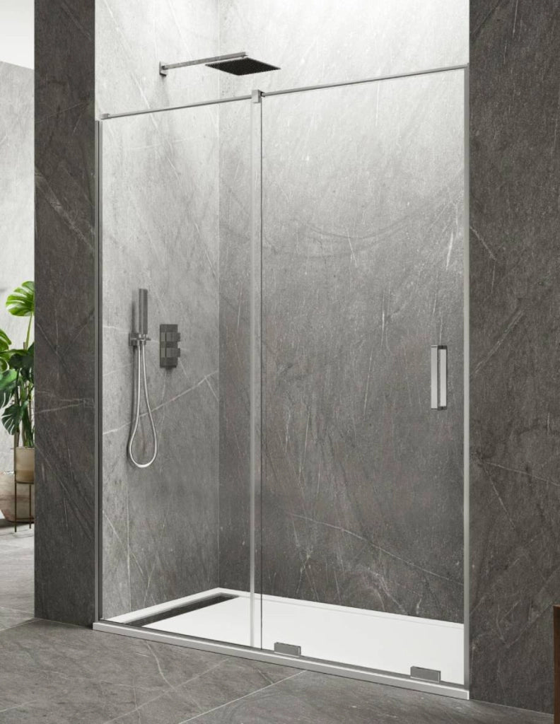 Porta doccia scorrevole 1+1 CIRENE (KENNA) 130 cm Profilo Cromo Barra Parallela