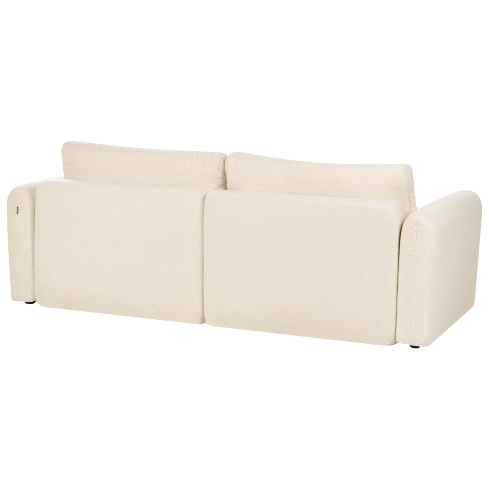 Divano letto a 3 posti bianco sporco bouclé imbottito con funzione letto cuscini aggiuntivi pieghevole