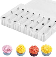 Set di Spennelli Decorativi Professionale - 24 Stuks - Spennelli Decorativi - Acciaio Inossidabile 304 - Accessori per Torta - Glacé per Cupcake - Decorazioni a Punto di Crema