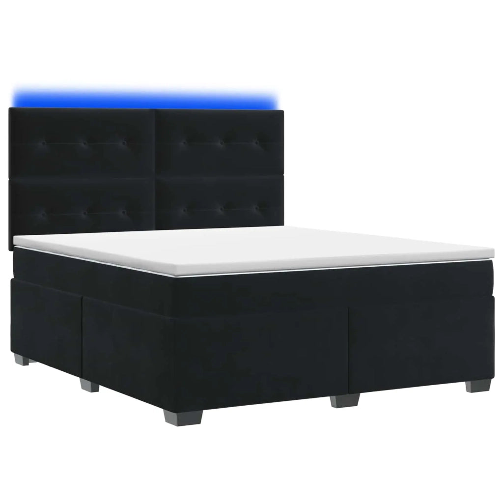 Letto box spring con materasso Nero 160 x 200 cm Velluto 3455140
