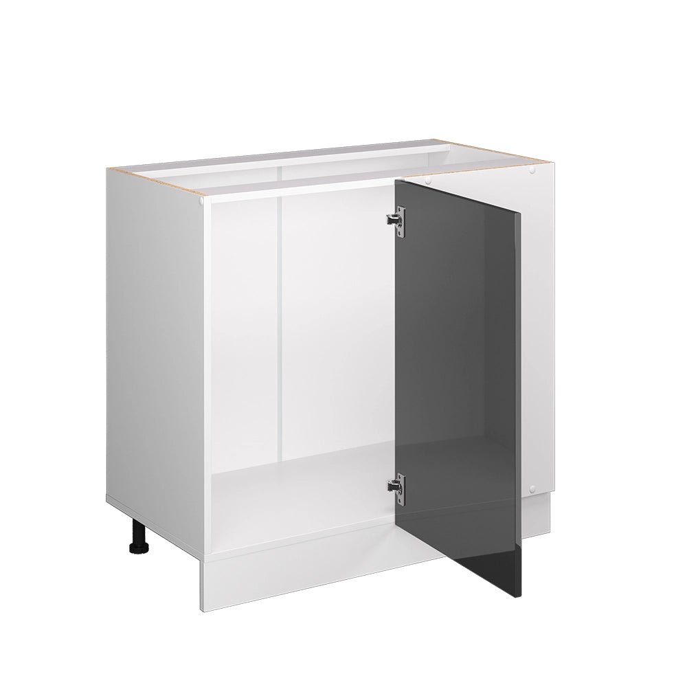 Mobile ad angolo cucina R-Line Antracite lucido/Bianco 86 cm senza piano di lavoro Vicco