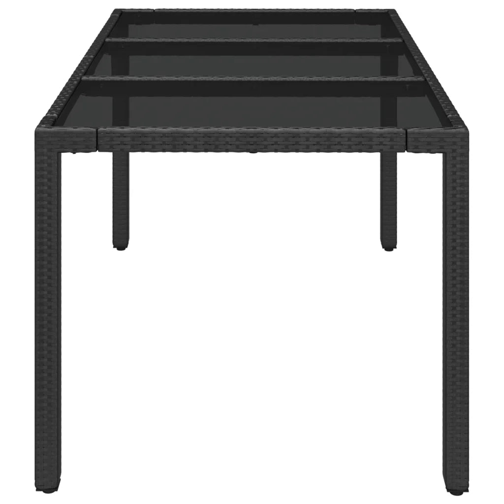 Tavolo da Giardino Piano in Vetro Nero 150x90x75 cm Polyrattan 319899