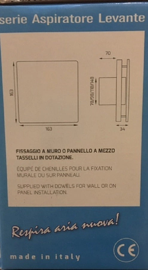 ASPIRATORE ELETTRICO A MURO FUMO ODORI ELEGANCE AUTOMATICO PER CUCINA BAGNO