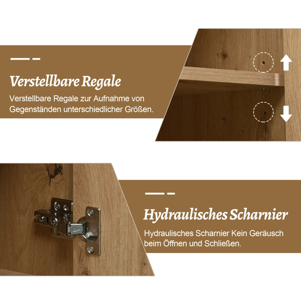 Credenza moderna con 3 ante e 3 cassetti, 150 cm