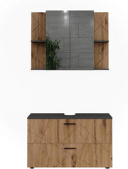 Set di mobili da bagno Irma, Antracite/Artisan, 2 parti