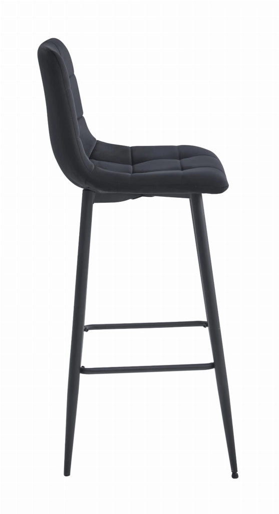 Sgabelli da bar Valora TEOTO in velluto nero con gambe in acciaio nero x3