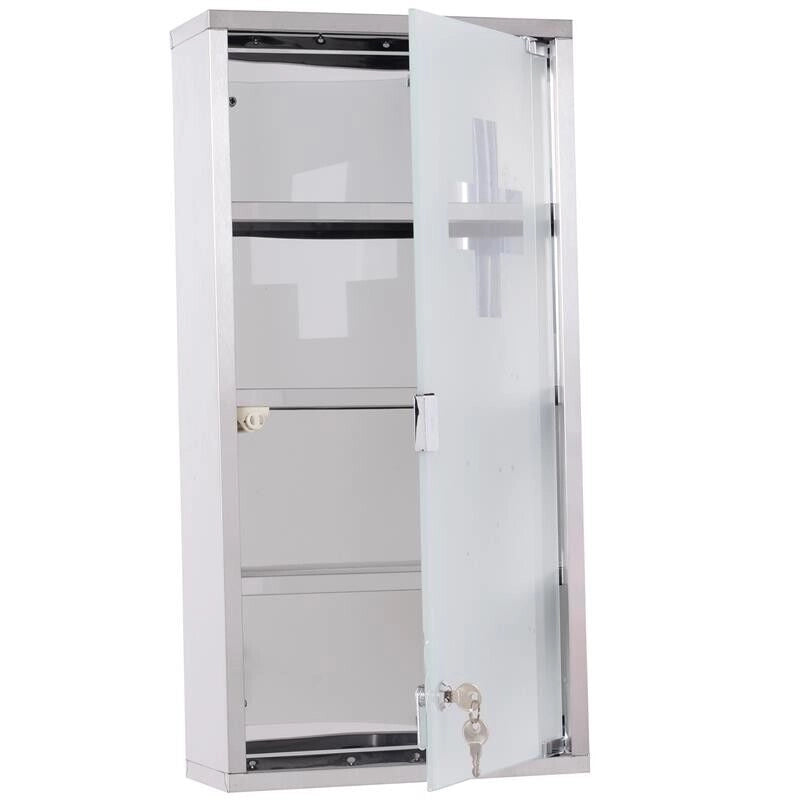 CASSETTA PORTA MEDICINALI CON 4 RIPIANI IN ACCIAIO  30X12X60 CM BIANCA