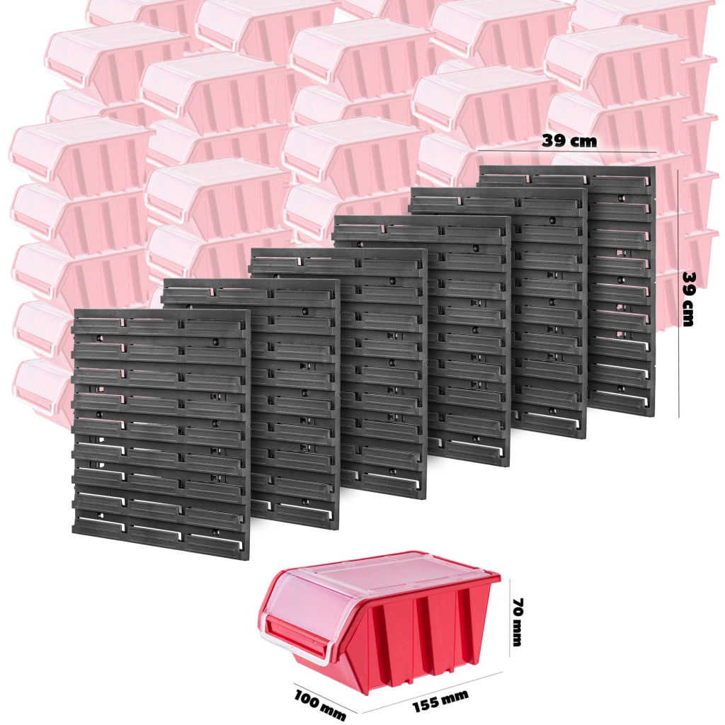 Parete attrezzata KADAX per officina, 117x78 cm, con 90 scomparti