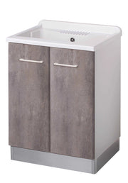 Mobile LAVATOIO in LEGNO a 2 ante - 60x60 (H.85) c/vasca in PP e asse LEGNO - CR - COL: CORTEN GRIGIO