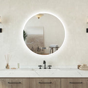 Specchio bagno Tondo 60cm Led Con 3 Luci + Orologio + Antiappannamento