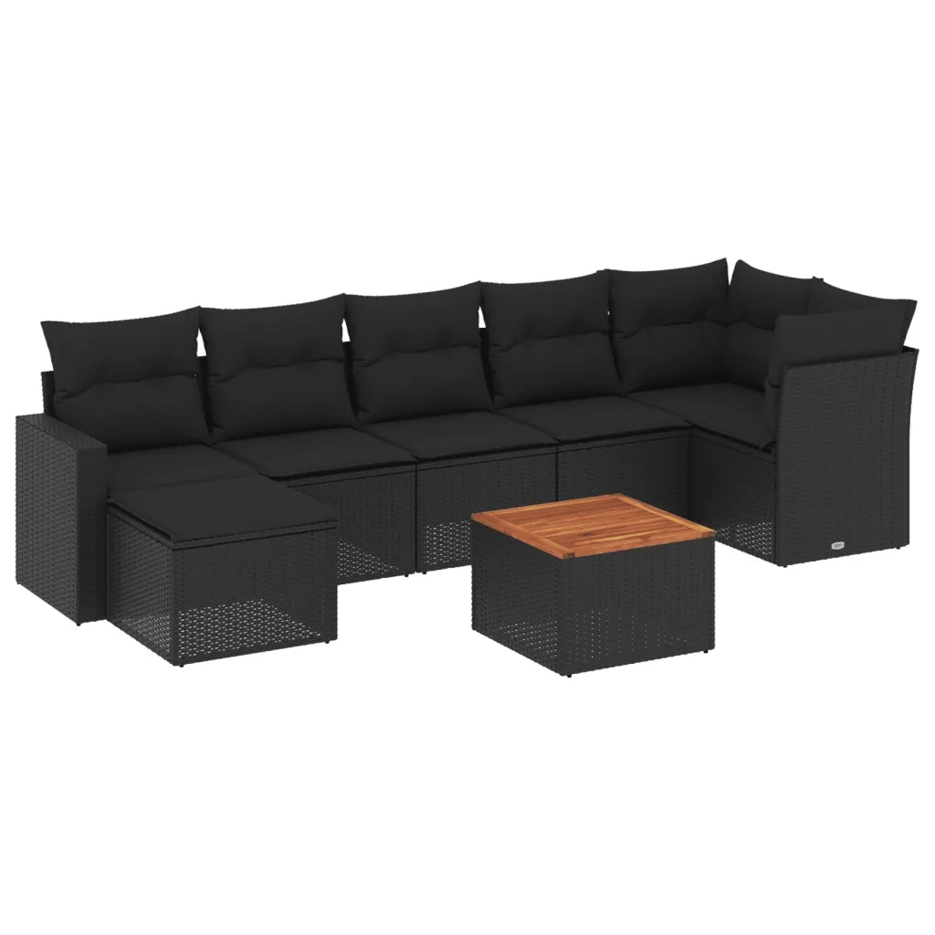Set Divani da Giardino con Cuscini 8 pz Nero in Polyrattan 3256559