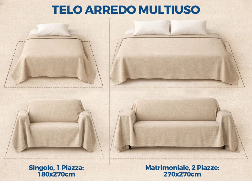 Telo Arredo Copritutto Salvadivano 100% Cotone Made In Italy Disegno Sambuco - Matrimoniale - Lavanda