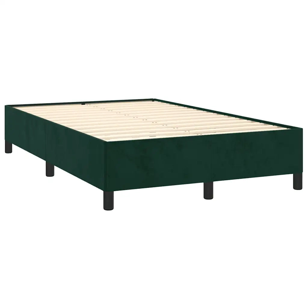 Letto a Molle con Materasso e LED Verde Scuro 120x190cm Velluto
