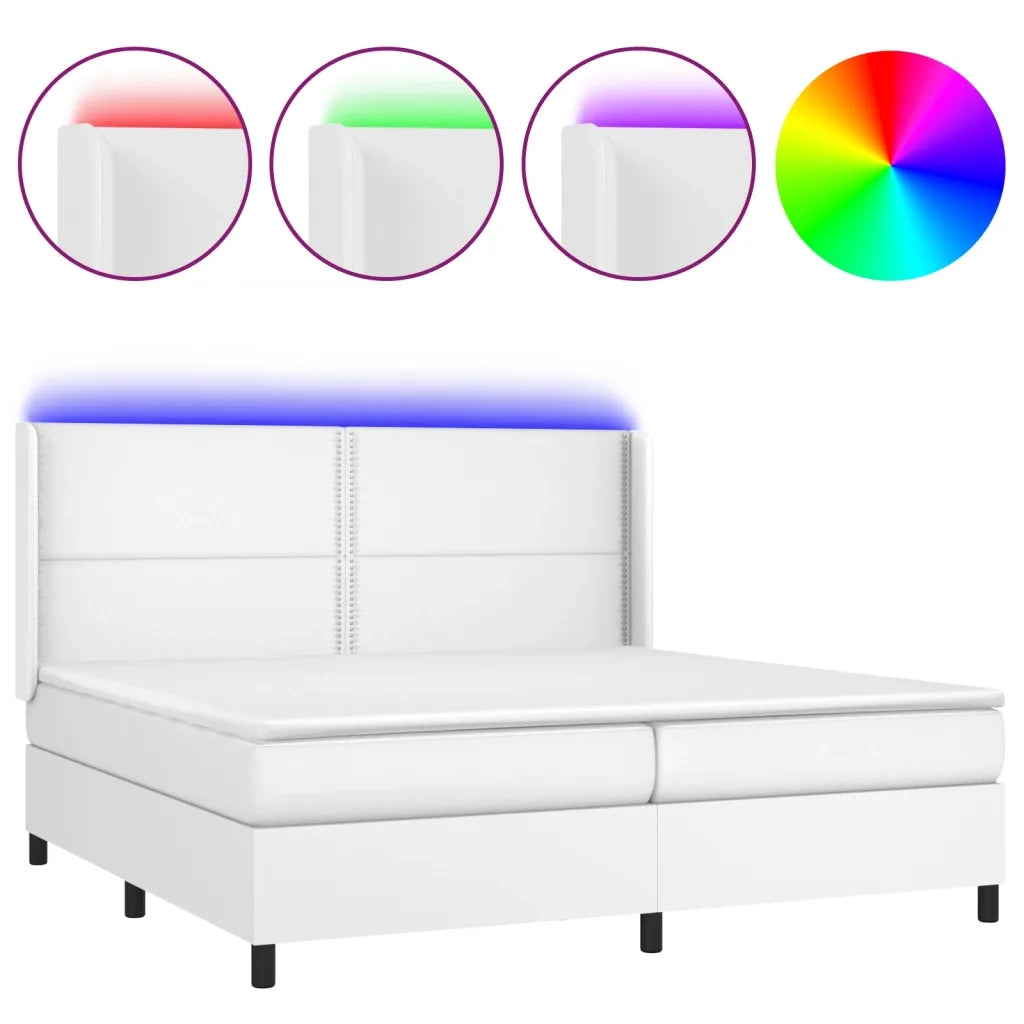 Giroletto Molle con Materasso e LED Bianco 200x200cm Similpelle cod mxl 63756