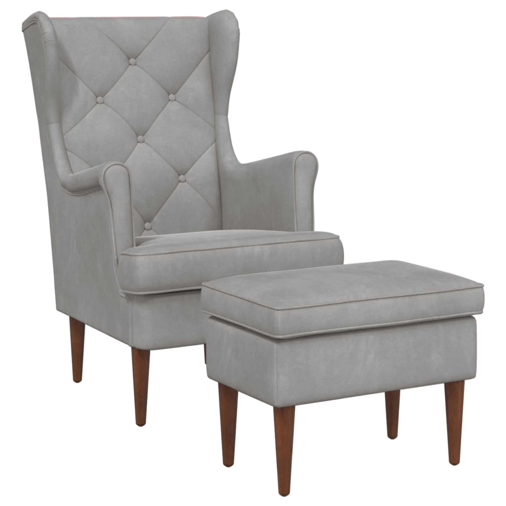Poltrona con Ottomano 2 pz Grigio Chiaro Velluto 3418847