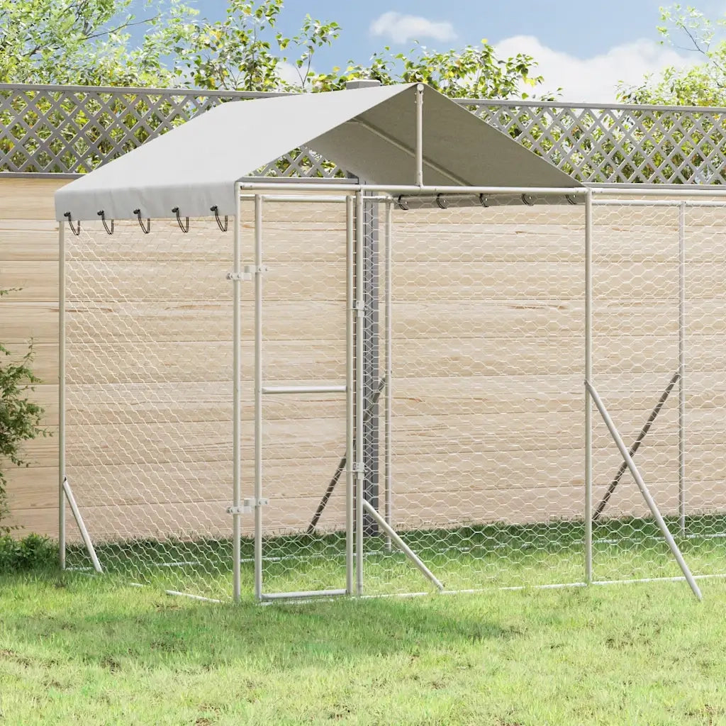 Cuccia Cani da Esterno Tetto Argento 10x2x2,5 m Acciaio Zincatocod mxl 69915
