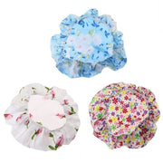 Trade Shop - Set 3pz Cuffia Per Doccia Bagno Fantasia Fiori Colorati Elastico Protegge Capelli 87178 -