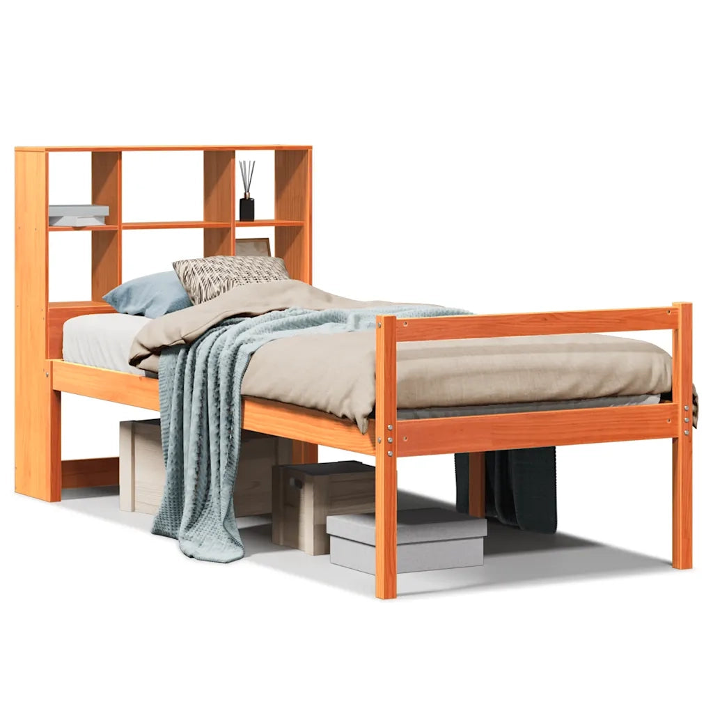 Letto Libreria senza Materasso Marrone Cera 75x190 cm Legno 3322026