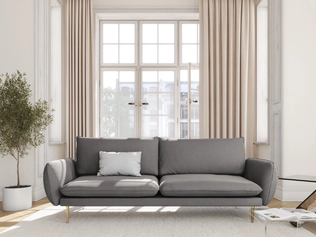 Cosmopolitan Design - Divano "Vienna" 4 posti in velluto grigio chiaro 