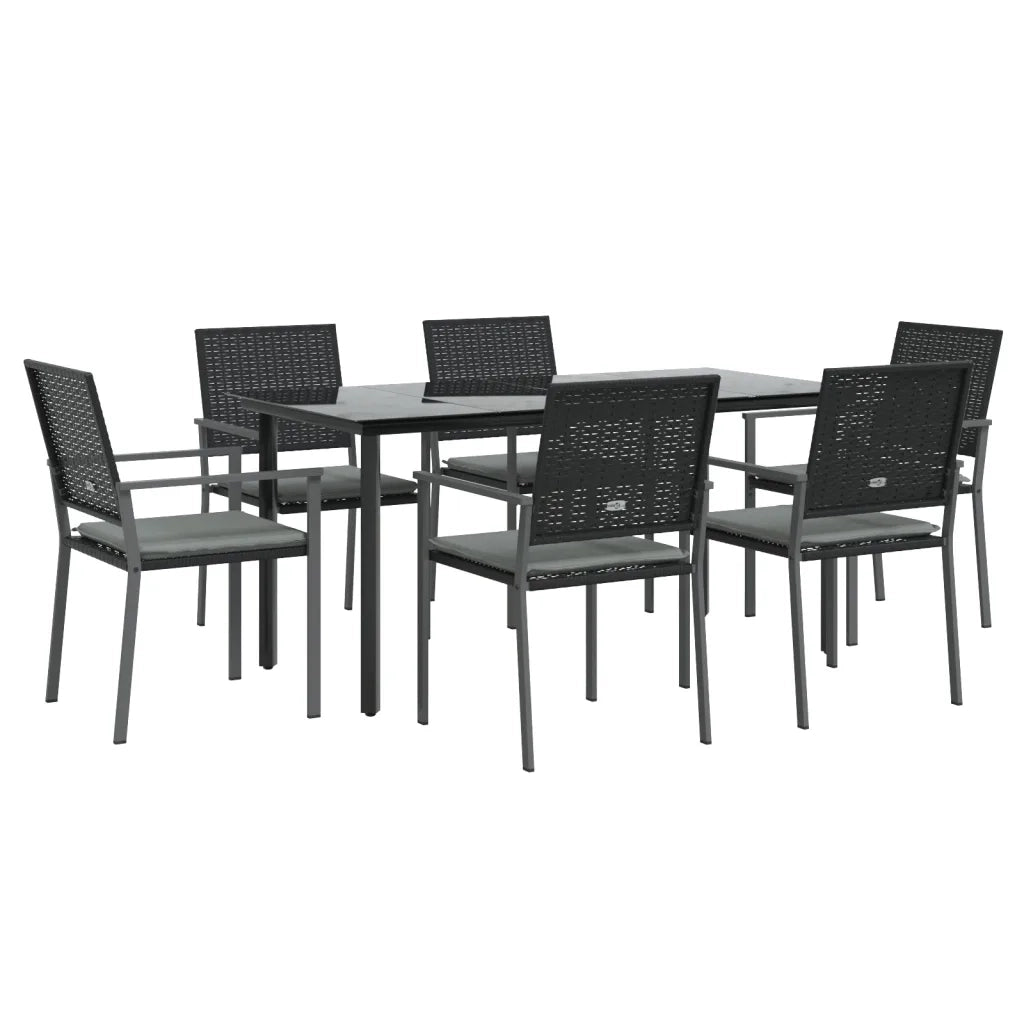 Set Pranzo da Giardino 7 pz con Cuscini in Polyrattan e Acciaio 3187026