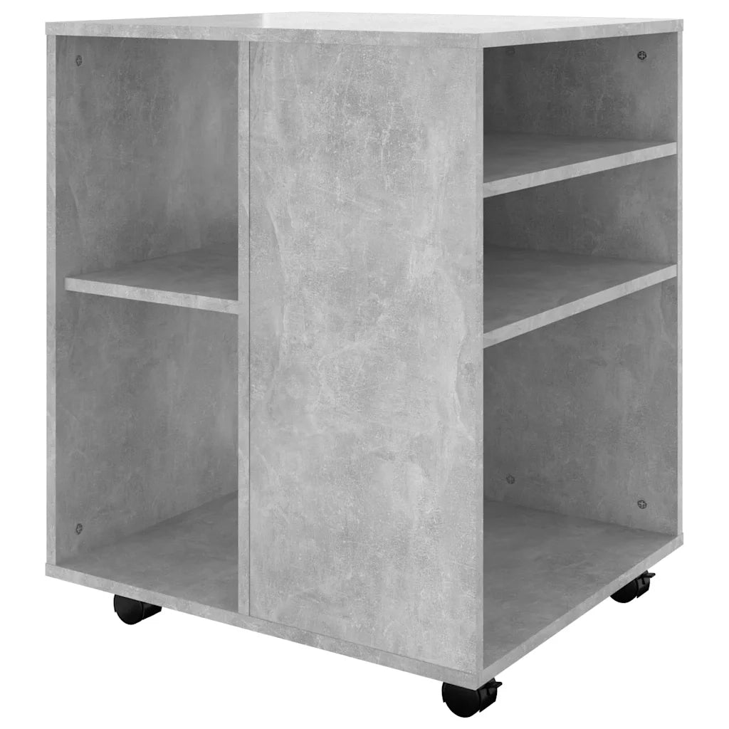 Mobiletto con Ruote Grigio Cemento 60x53x72cm Legno Multistrato 808462