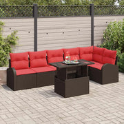 Set Divano da Giardino con cuscino 7 pcs Marrone Poly Rattan 3357397
