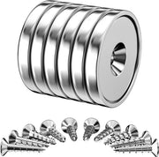 Set da 6 magneti neodymium con forza di trazione di 25 kg, potenza di 32 x 5 mm, magneti a testa rotonda multifunzionali con copertura e viti sommersi per bagni, cucine, frigoriferi, uffici, magazzini e garage.