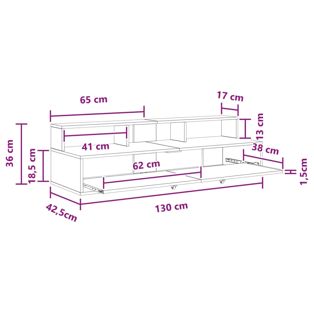 Scrivania studio Sonoma grigio 130 x 42,5 x 36 cm 8006729