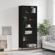 Credenza-Buffet-Armadio da cucina Nera 69,5x32,5x180 cm Legno Multistrato