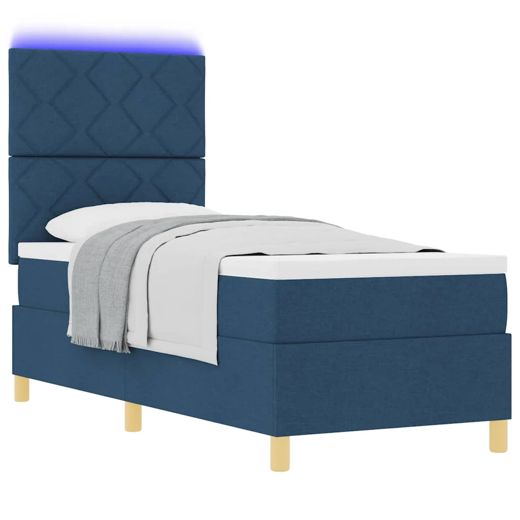 Letto a Sorgente LED con materasso Blu 80 x 200 cm Tessuto 3343137