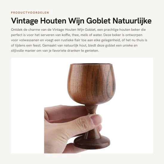 Bicchiere in Legno Vintage - 150ml - Per Caffè/Tè/Latte/Acqua - Servizio Professionale - Bicchiere in Legno Naturale