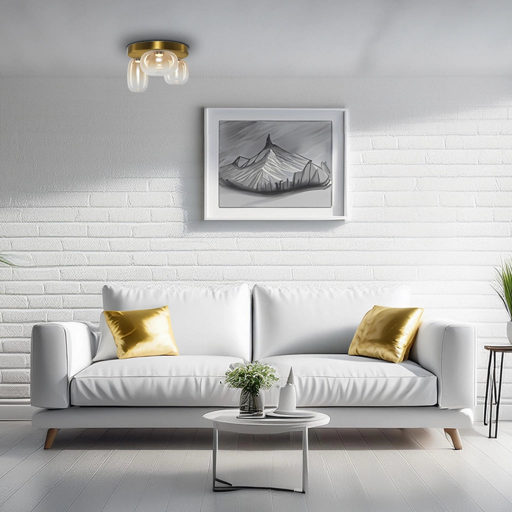 Plafoniera VASO Ø42 oro vetro fumé LED 12W 3000K Milagro