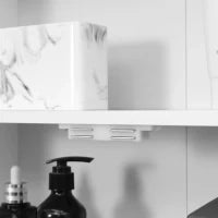 kleankin Armadietto Pensile Bagno a 2 Ante in Legno e Vetro con Ripiano Regolabile, 55x20x65 cm, Bianco