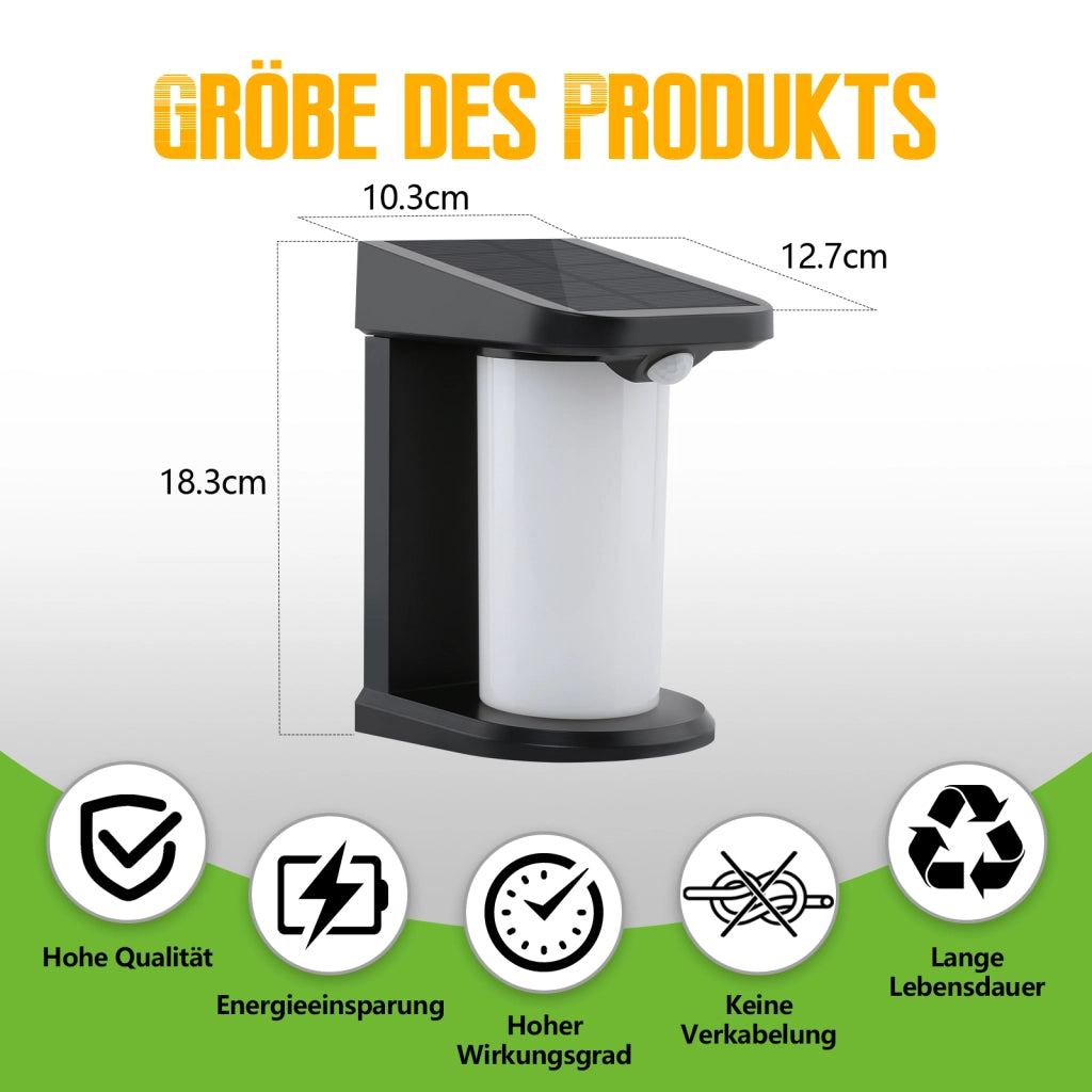 ZMH Lampada da Parete Solare Esterna con Sensore di Movimento per Giardino 2 Modalità 3000K Luce Calda LED