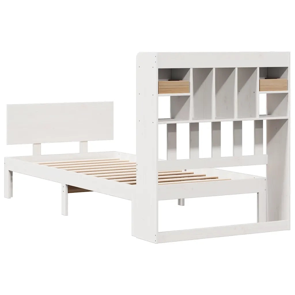 Letto Libreria senza Materasso Bianca 90x200 cm Legno di Pino 3322687