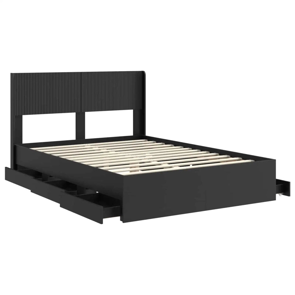 Struttura del letto con stoccaggio e testata Nero 160 x 200 cm 3414288