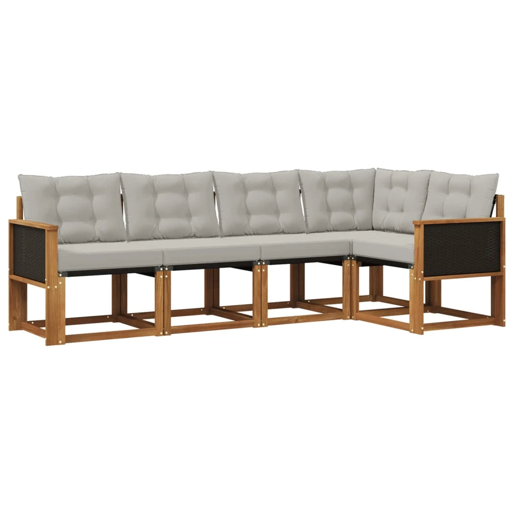 Set di divani da esterno 5 pz Naturale e Grigio Chiaro 3381943