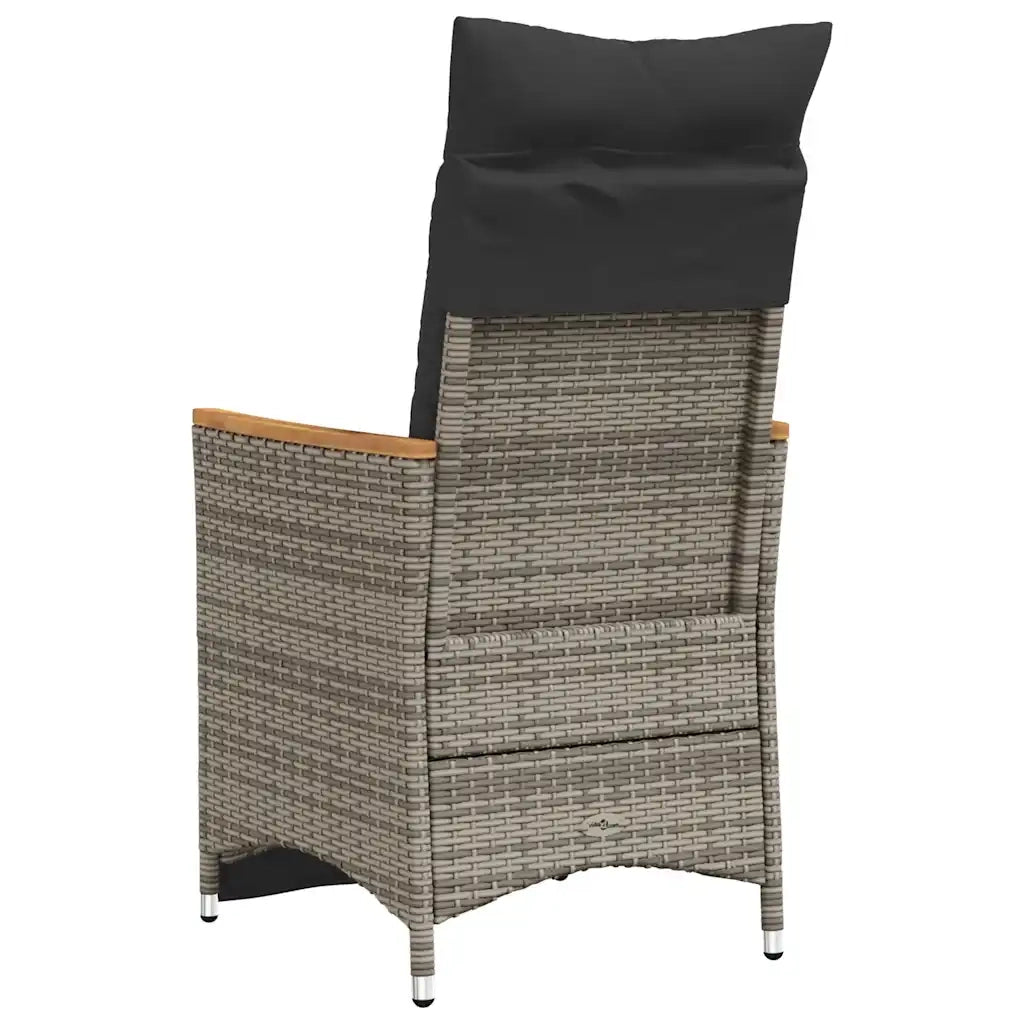 Sedie da Giardino Reclinabili 2 pz e Cuscini Grigio Polyrattan 365672
