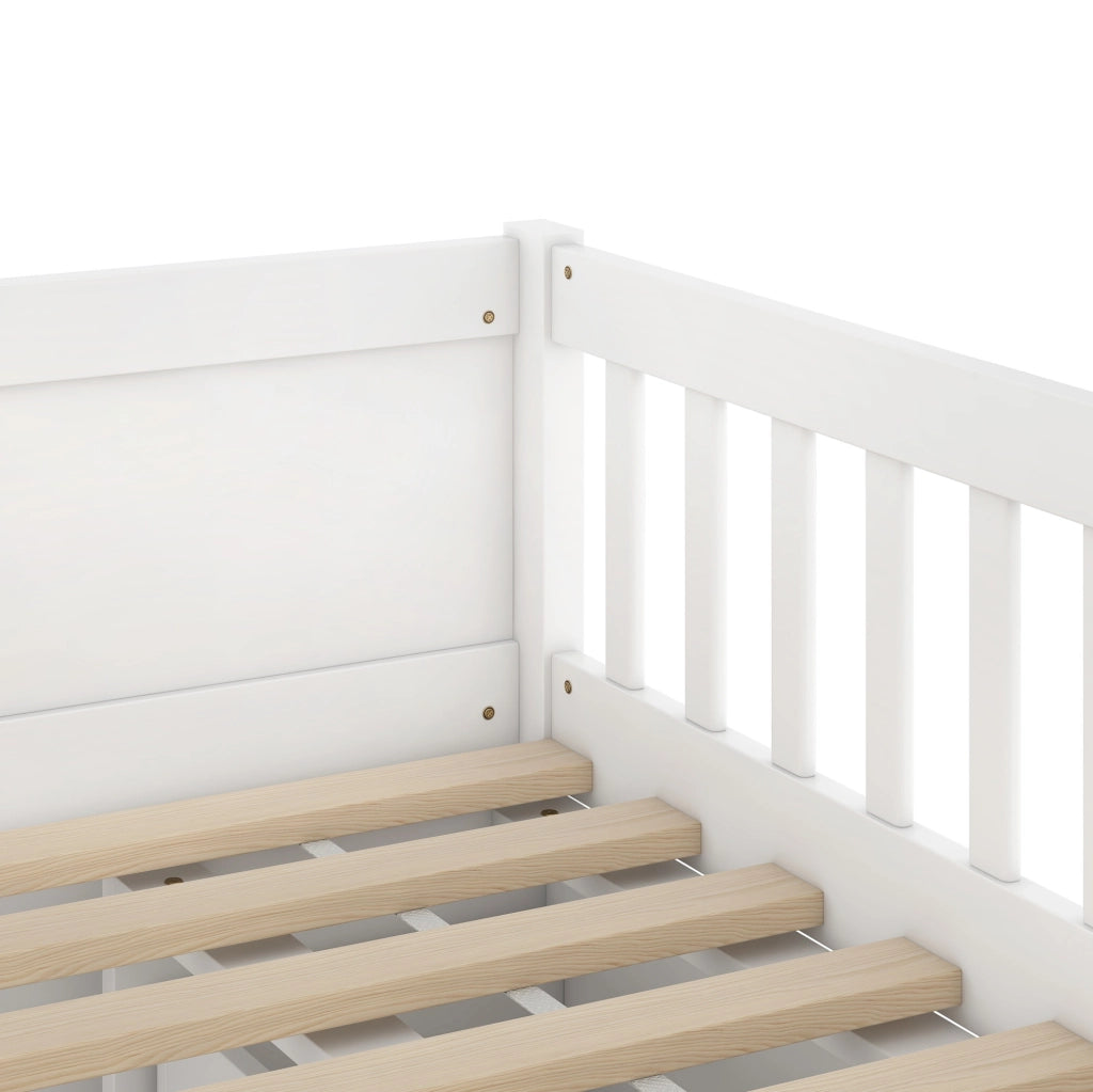 Letto semialto 90x200 cm bianco con 4 cassetti, scala e sponde di sicurezza