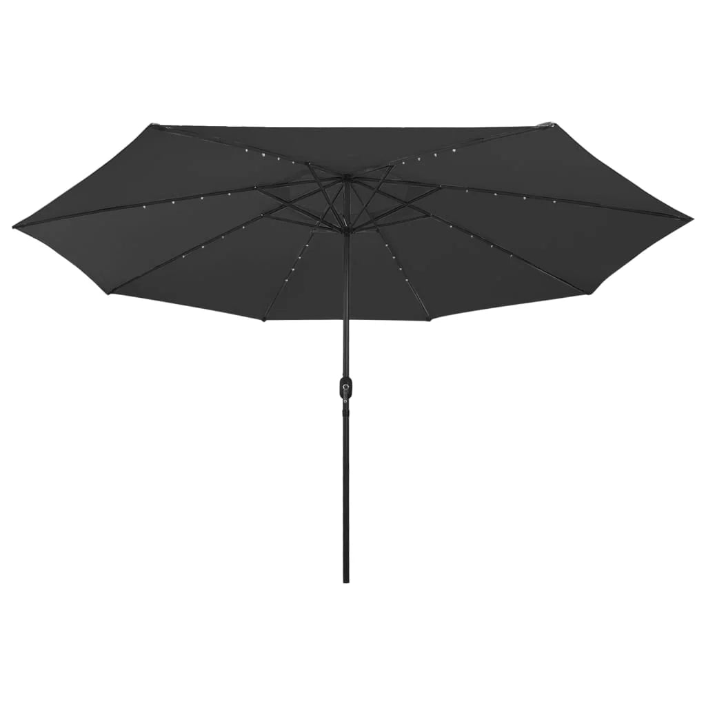 Ombrellone da esterno con LED e palo in metallo nero da 400 cm 02_0008182