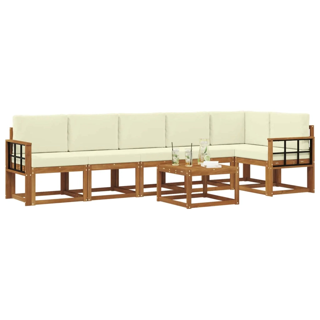 Set di divani da esterno con cuscino 7 pcs Naturale e Crema 3366508