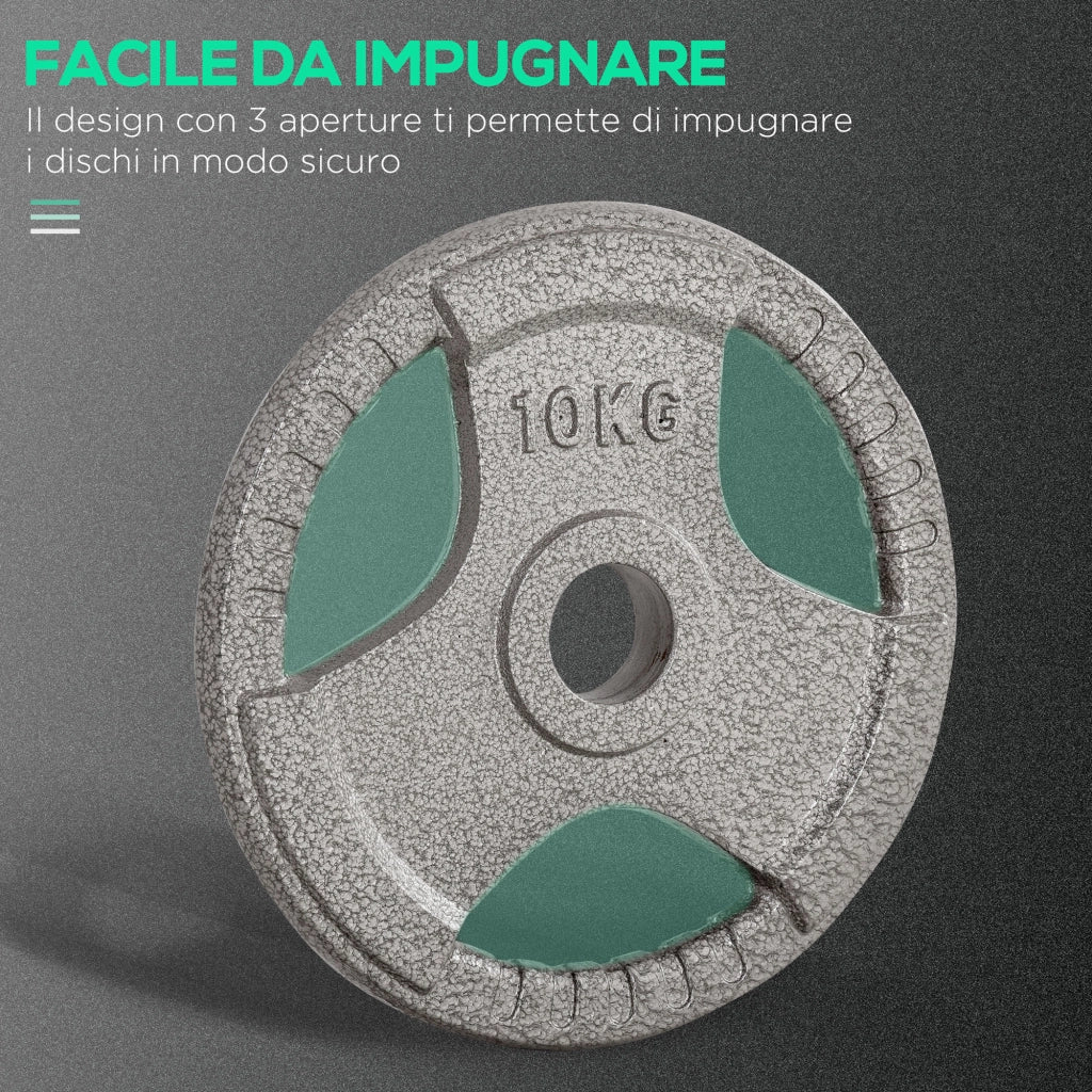 EasyComfort Set di 6 Dischi Pesi per Bilanciere e Manubri 2.5-35KG, Dischi palestra in Acciaio con Foro 50 cm, Ideali per Bilancieri Olimpionici, Argento