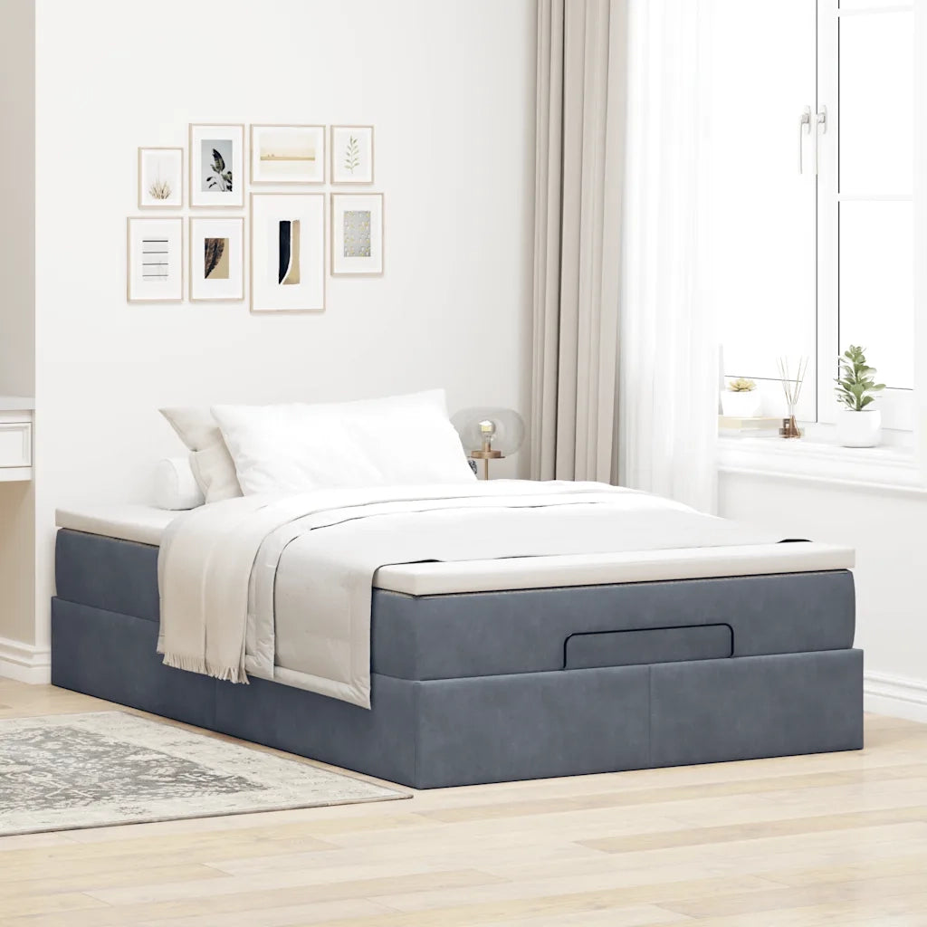 Pouf Letto con Materasso Grigio Scuro 120x190 cm Velluto 3311172