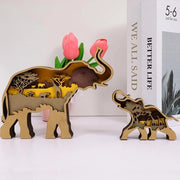 Decorazione 3D di animali in legno, sculture ornamentali in legno sintetico, bos d'animali in legno, graviatura, piatto di legno per decorare, scultura per hobby, decorazione per ufficio, desktop, casa, festa di Natale e Capodanno. (Olifante)