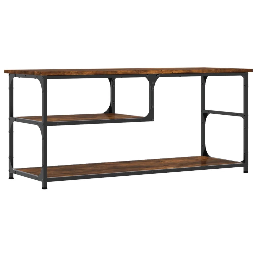 Mobile TV Rovere Fumo 103x38x46,5cm Legno Multistrato e Acciaio 831825