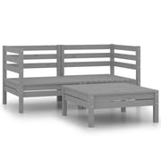 Set Divani da Giardino 3 pz | Set Salotto da Giardino Grigio in Legno Massello di Pino