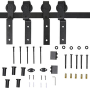 Sistema per porte scorrevoli in legno, binario con 9 accessori, acciaio al carbonio, nero
