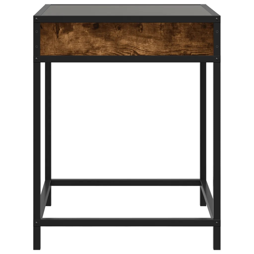 Tavolino da Salotto con LED Infinity Rovere Fumo 40x40x51 cm