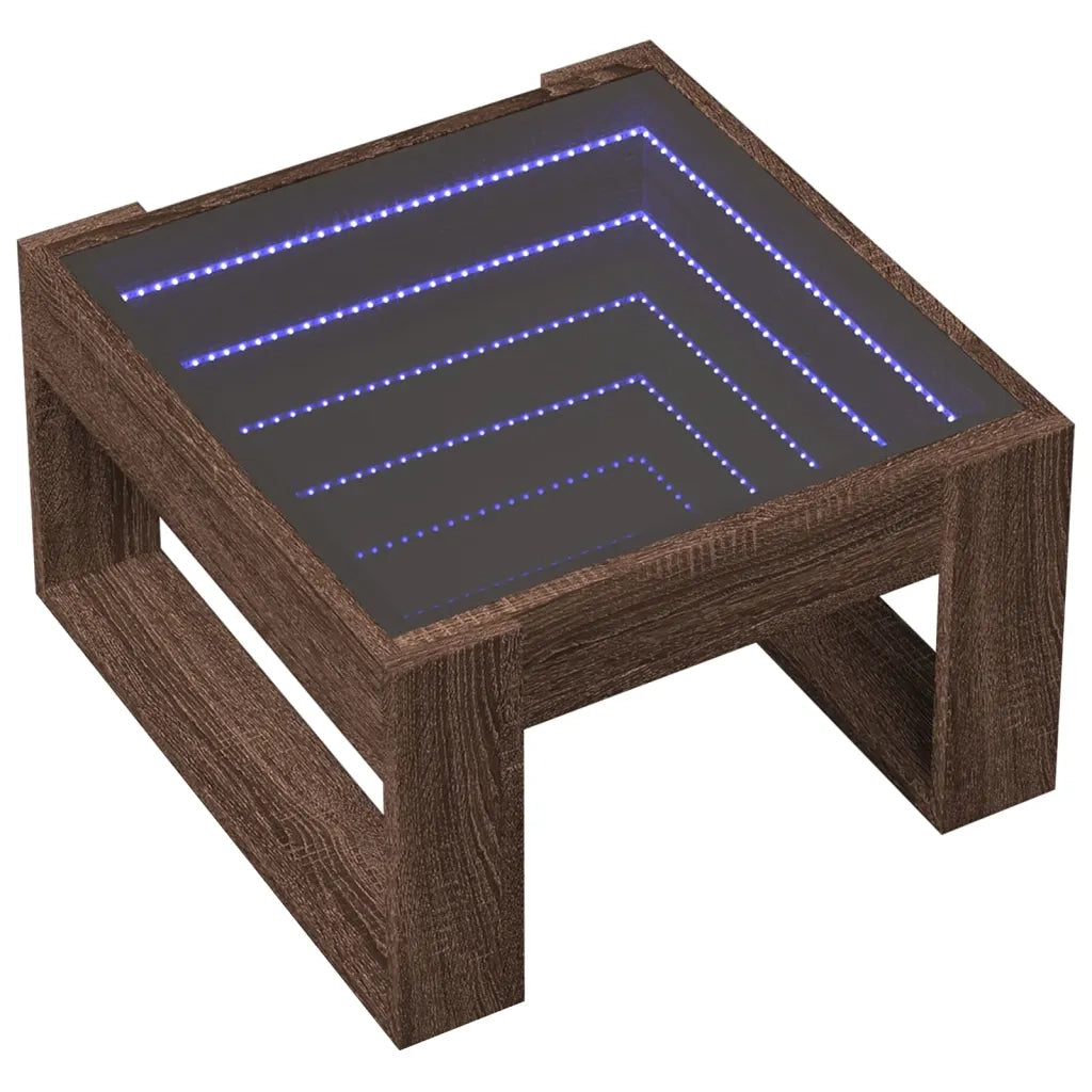 Tavolino salotto | Tavolino da caff¨¨ | Tavolino da Soggiorno con LED Infinity Rovere Marrone 50x53x30 cm